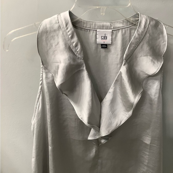 CAbi Shimmering Silver Ruffle Top Small - Picture 3 of 8